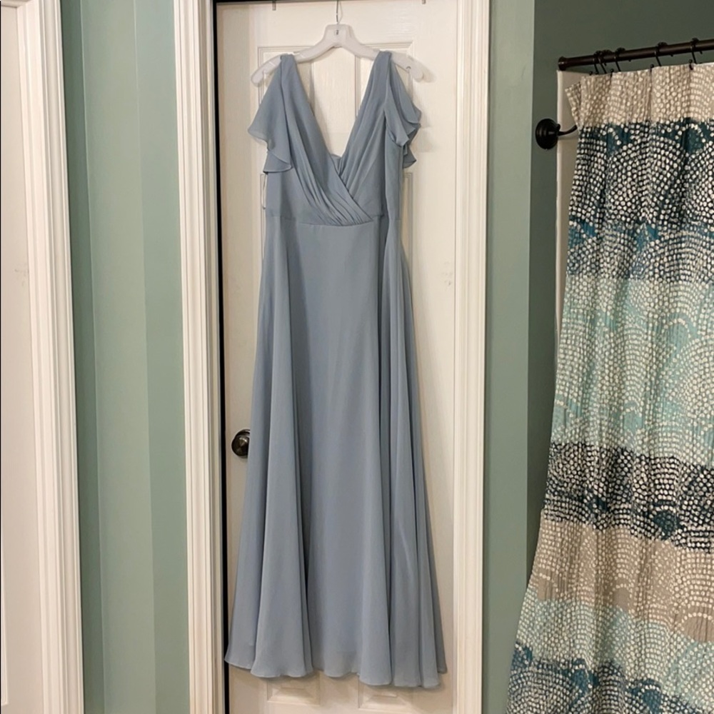 Dusty blue David’s bridal dress